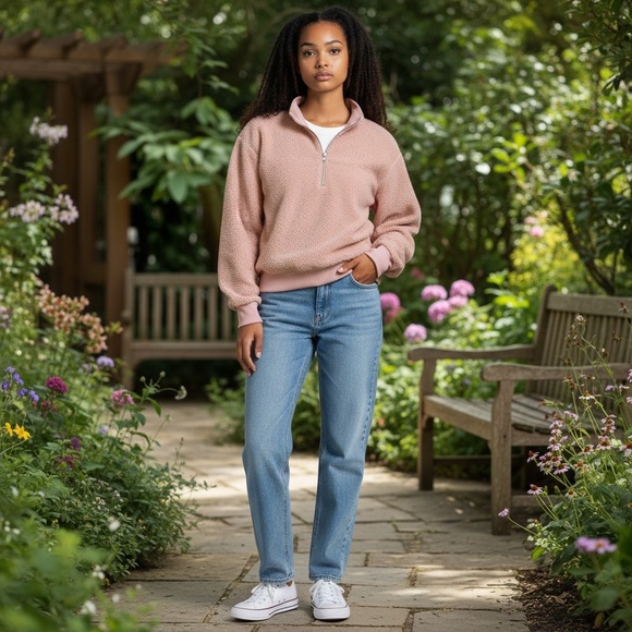 Topshop Sweaters - NEW~ Topshop Peach Teddy Sherpa Sweater/Sweatshirt  NWOT  ~  size 8